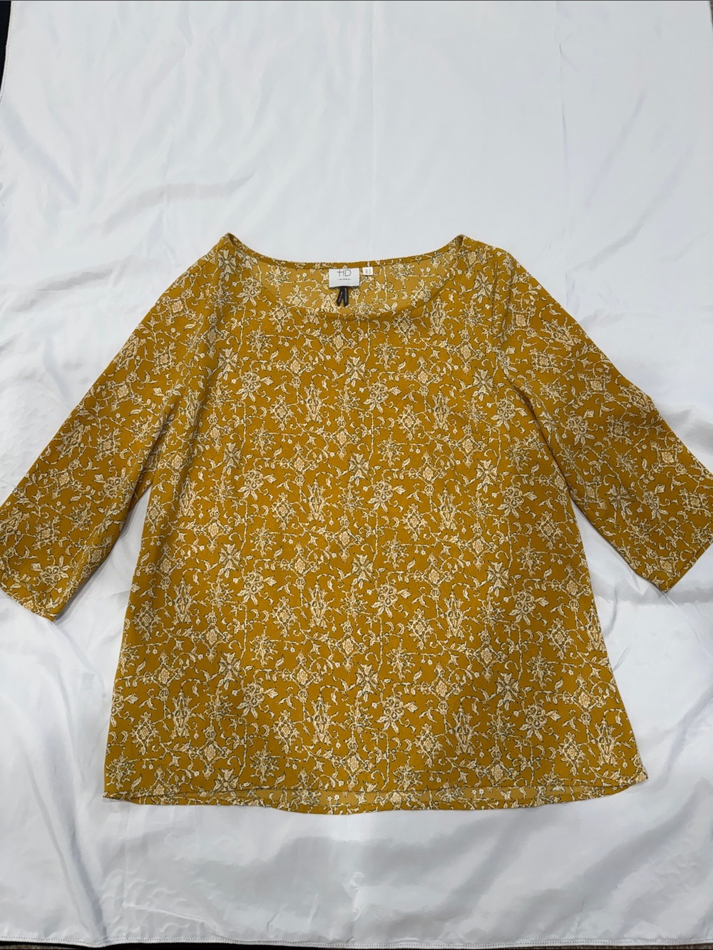 Anthropologie/ HD in Paris Mustard Floral Boatneck Neck Women's Top-12